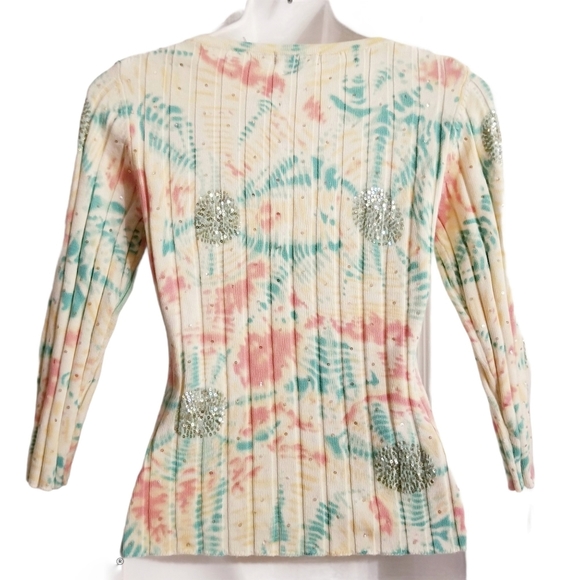 🏖 BCBG MaxAzria Tie-dye Embellished Sweater - Picture 2 of 10